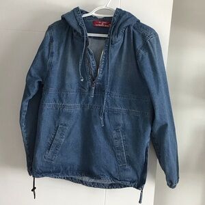 Casual Blue Denim Hooded Jean Jacket - Women